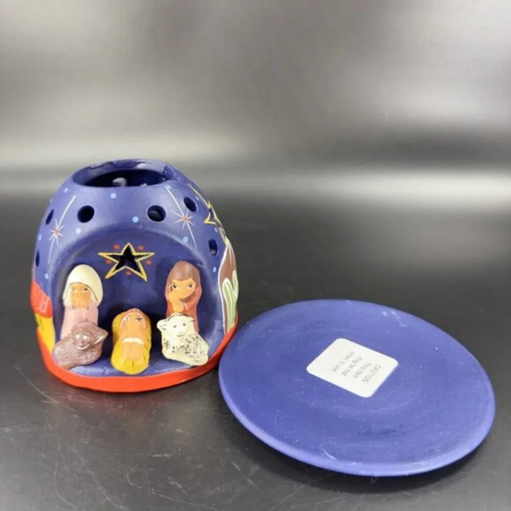 Peru Mountain Tea Light Nativity Ten Thousand Villages Nativity Scene Holder VTG